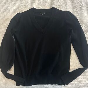 Minnie Rose Elegant Black V-Neck Sweater